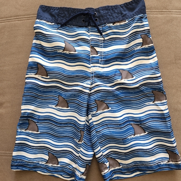Gymboree Boys' Shark Fin Swim Trunks -BLUE -SIZE 10 - Picture 1 of 6